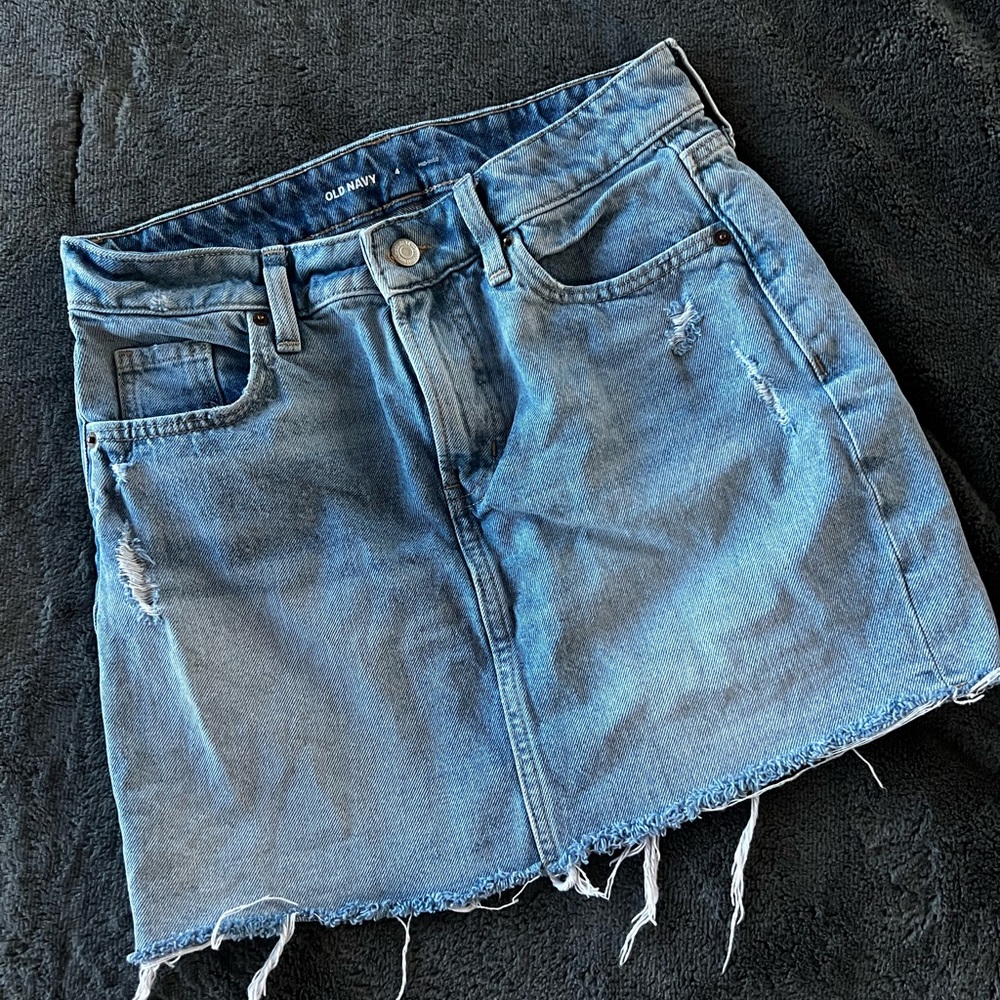 Old Navy Distressed Blue Mini Skirt
